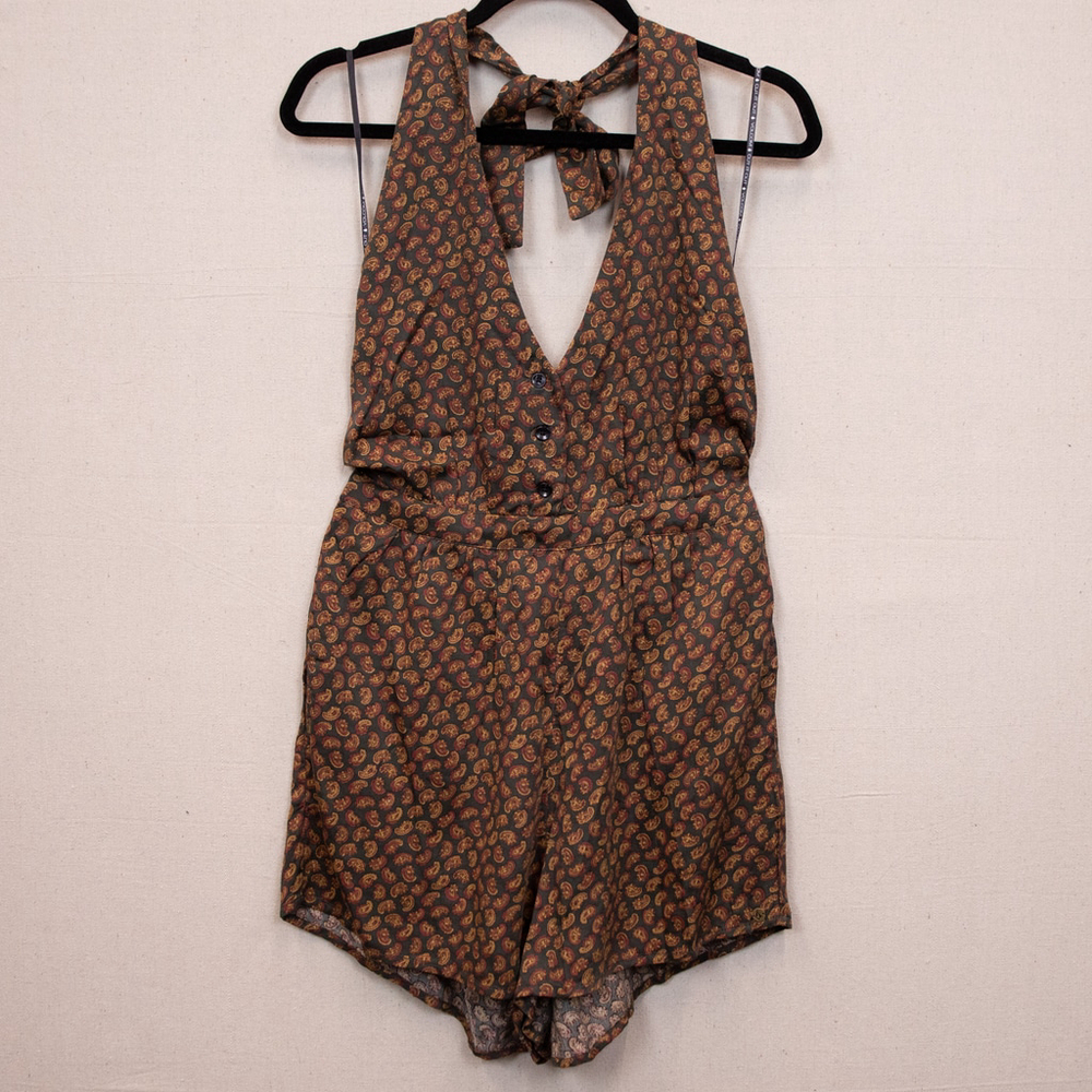 Volcom Haute City Nite halter top backless romper NWT-M